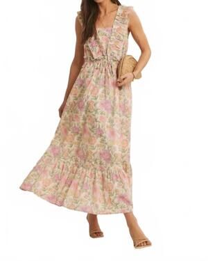 NEW IN FEBRUARY blooming floral ruffled cotton maxi dress in coral
